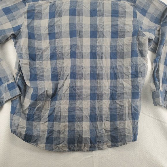 Wrangler Shirt Men's Long Roll Tab Sleeve Button Down Collared Plaid Blue XL - Picture 8 of 11